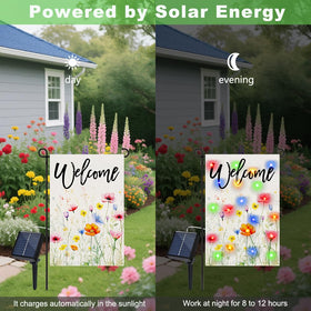 Finphoon Spring LED garden flag close-up flowers highlights delicate hand-painted details