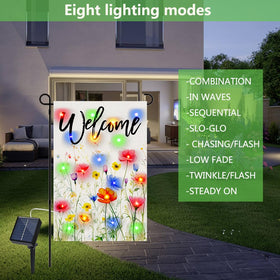 Finphoon Spring LED garden flag night illumination enhances outdoor ambiance