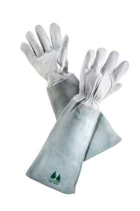Fir Tree Leather Gardening Gloves protect from rose thorns while preserving dexterity.