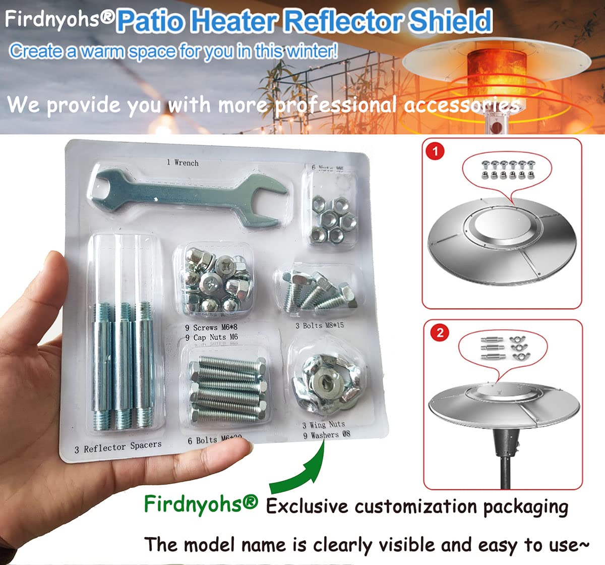 Firdnyohs patio heater assembly kit with galvanized components for durability