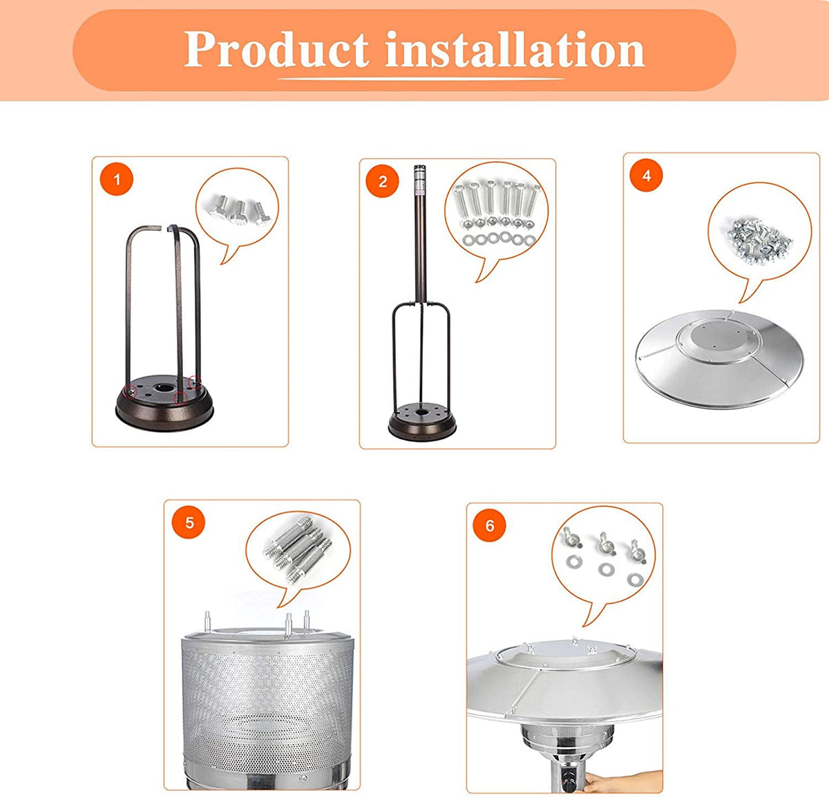 Firdnyohs umbrella heater hardware kit with wrench for easy setup