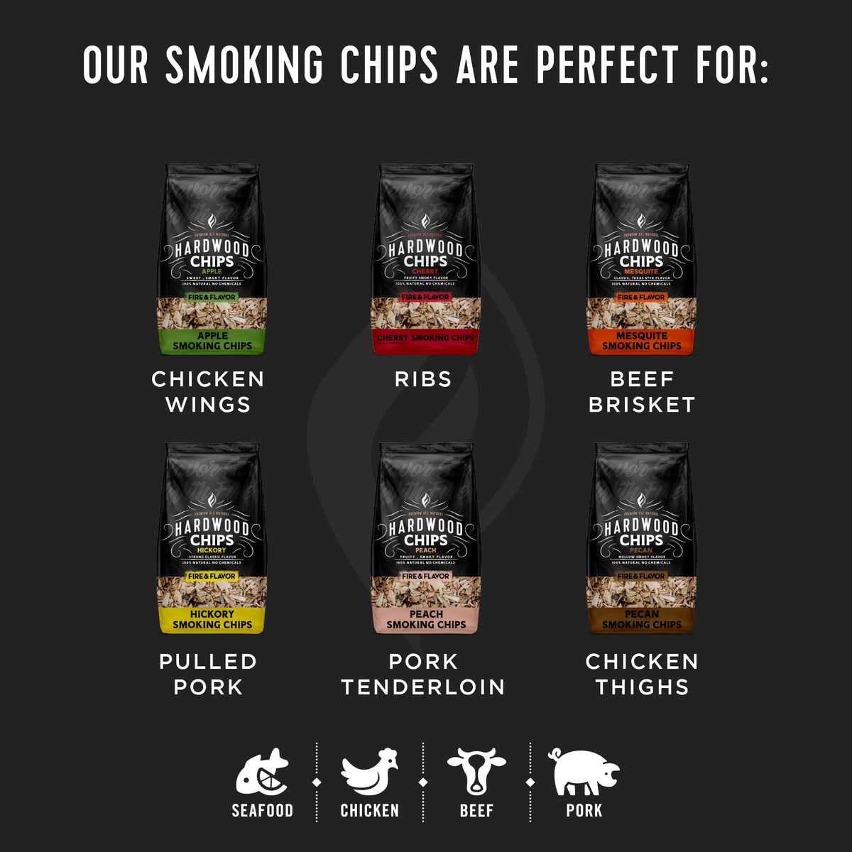 Fire & Flavor cherry chips in a perforated foil pan for controlled smoke.