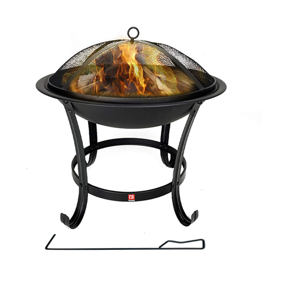 Fire Beauty fire pit bowl with mesh screen for safer backyard evenings.