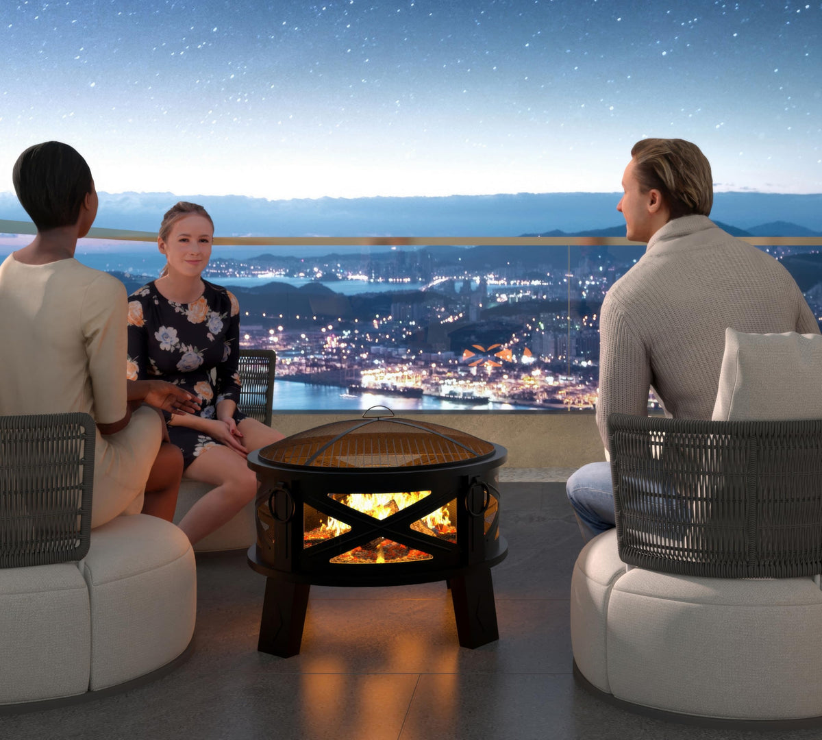 Fire Beauty portable design suits backyard, beach, and camping trips.