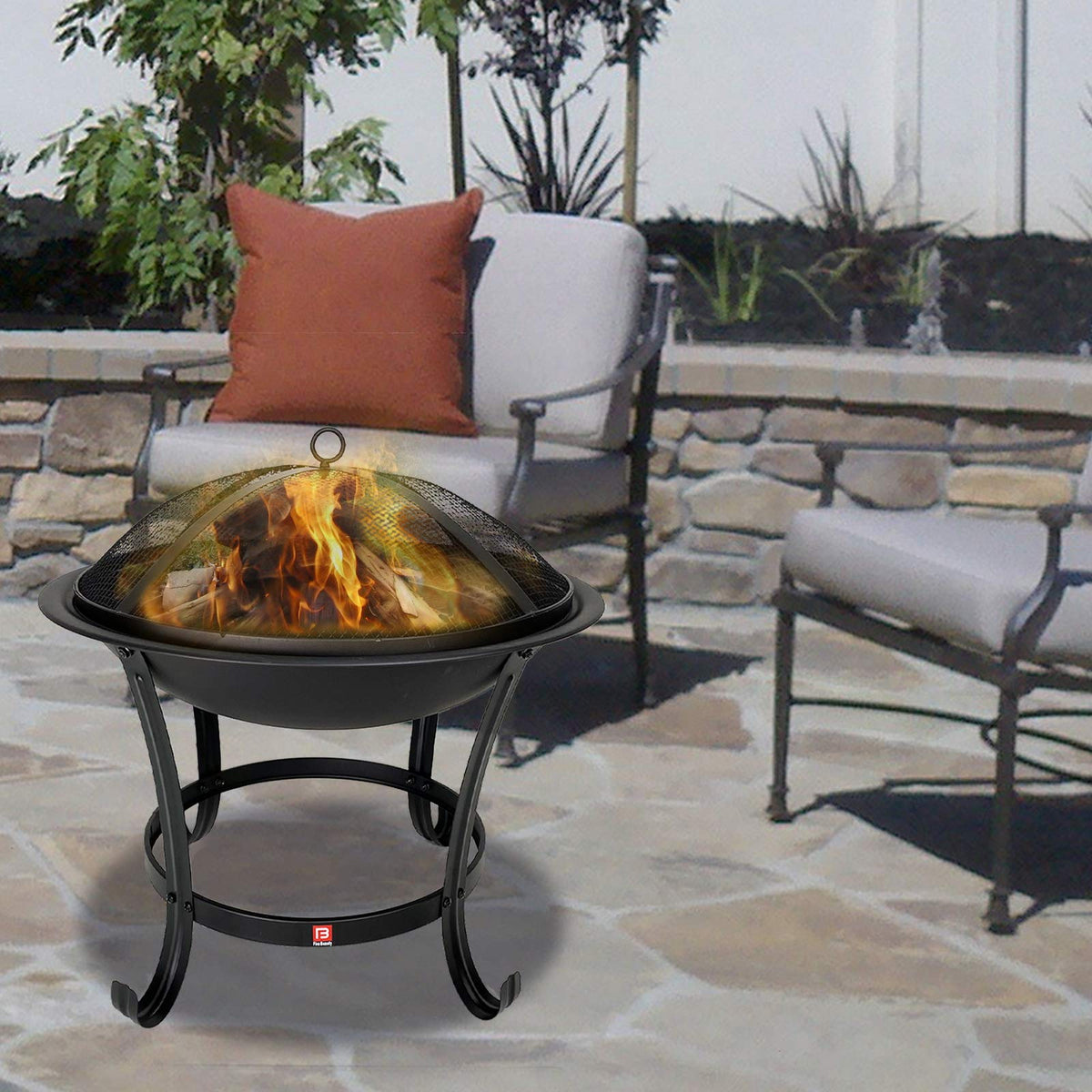 Fire Beauty spark screen cover helps contain embers safely.