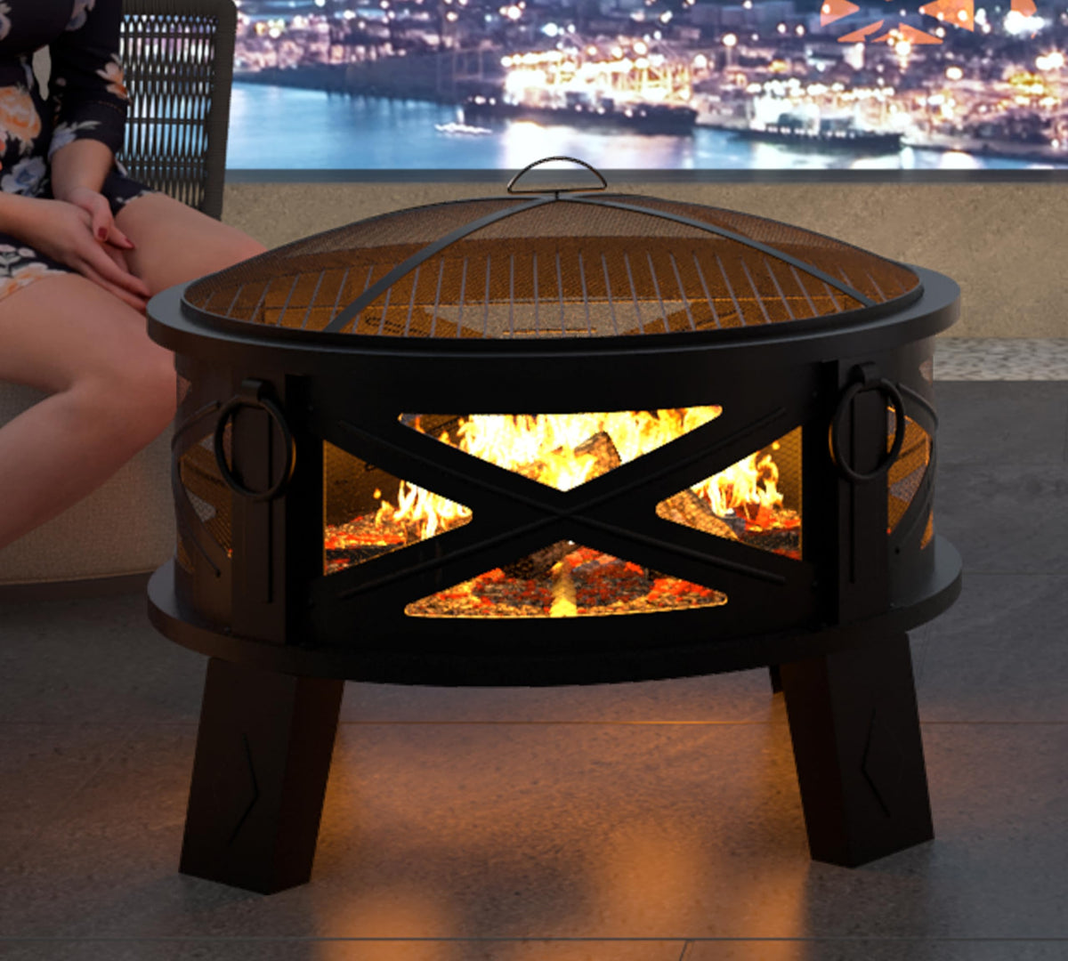 Fire Beauty 26-inch bowl supports large gatherings of 10–15 people.
