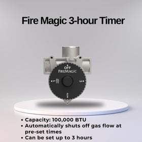 Fire Magic 3090 three-hour dial increments simplify grilling timing.