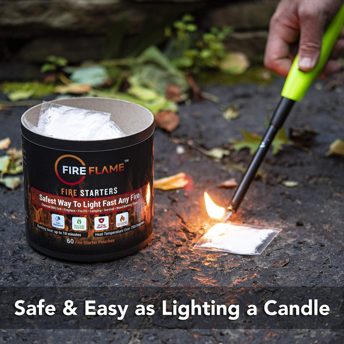 Fireflame sachet corner lighting technique for fast start