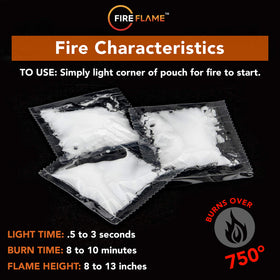 Fireflame flame height visual showing 8–13 inches burn