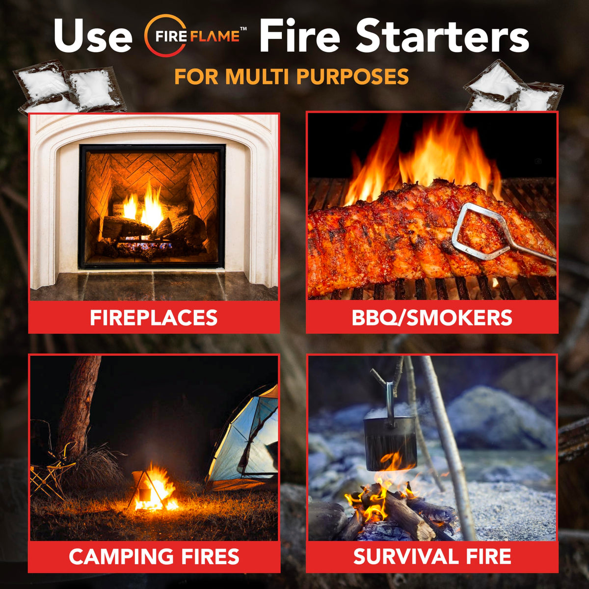 Fireflame indoor and outdoor versatility for fireplaces and campfires