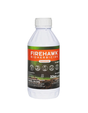 FireHawk Bioherbicide concentrate bottle pour for rapid weed burndown on driveways