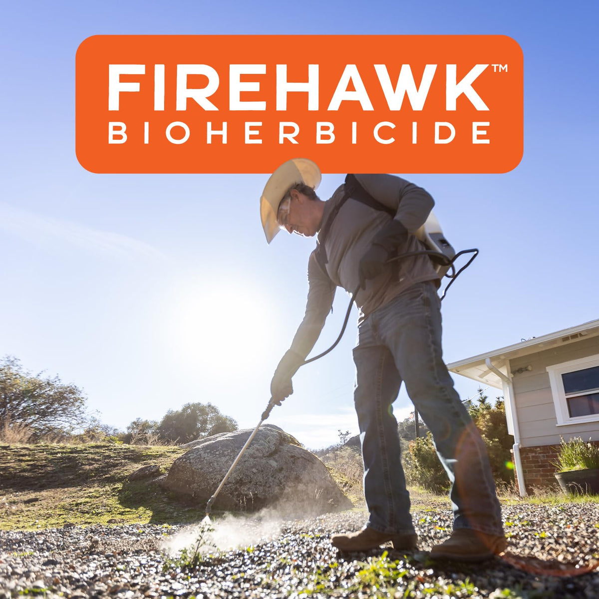 FireHawk Bioherbicide concentrate five-gallon container supports large-area weed management
