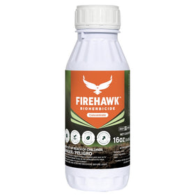Pour shot of FireHawk Bioherbicide concentrate for easy mixing