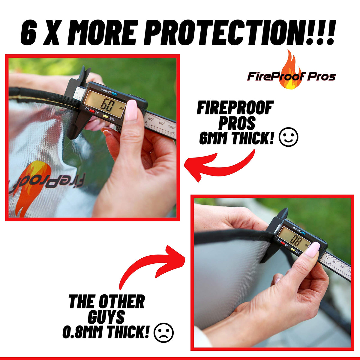 FireProof Pros 40-inch mat, heat-reflective top layer in close-up.