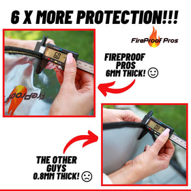 FireProof Pros 40-inch mat, heat-reflective top layer in close-up.