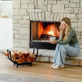 FireProof Pros outdoor firewood rack set up for convenient access