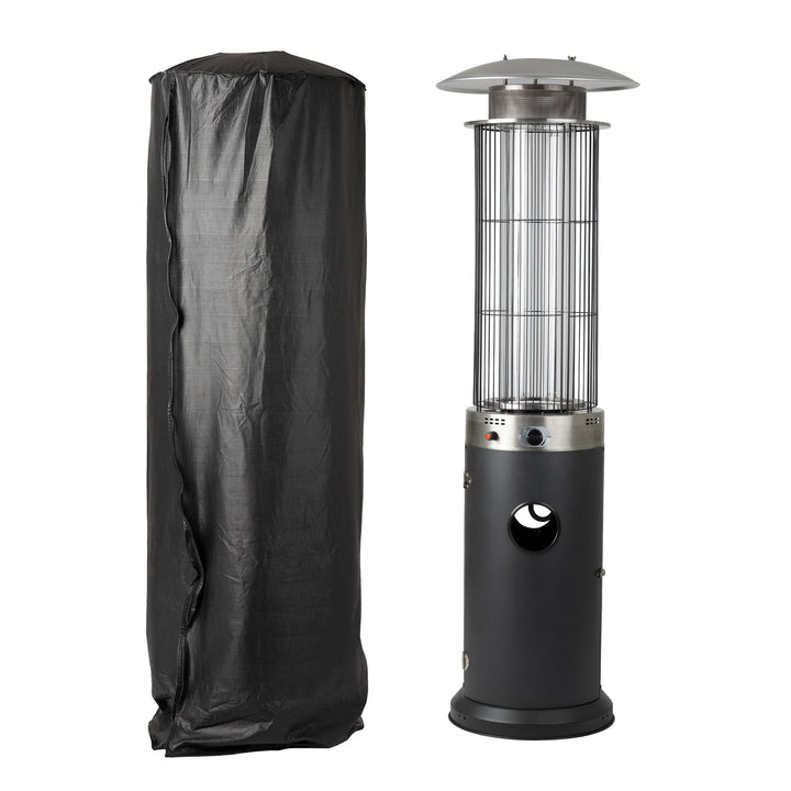 Fire Sense outdoor cover on a spiral flame heater protects from rain and dust.