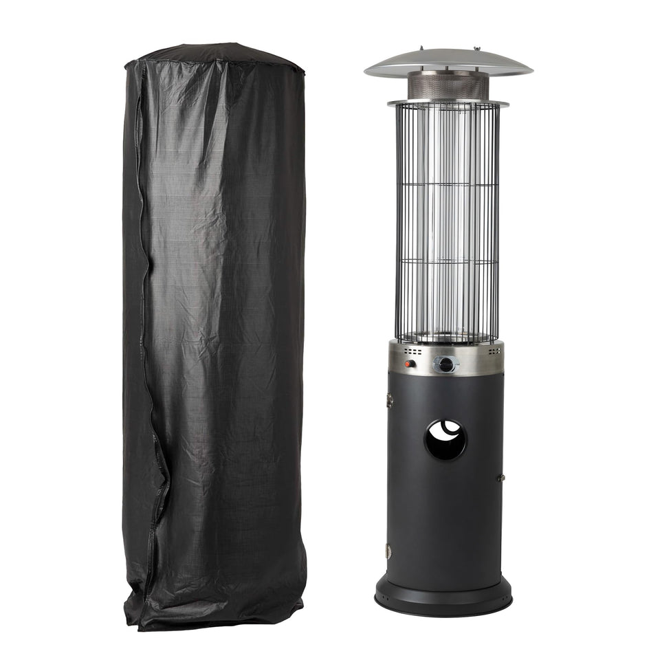 Fire Sense outdoor cover on a spiral flame heater protects from rain and dust.