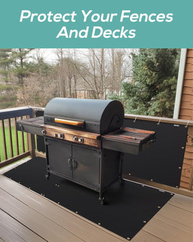 FIREWESS Heat Shield Mat installed on railing with zip ties for quick heat protection
