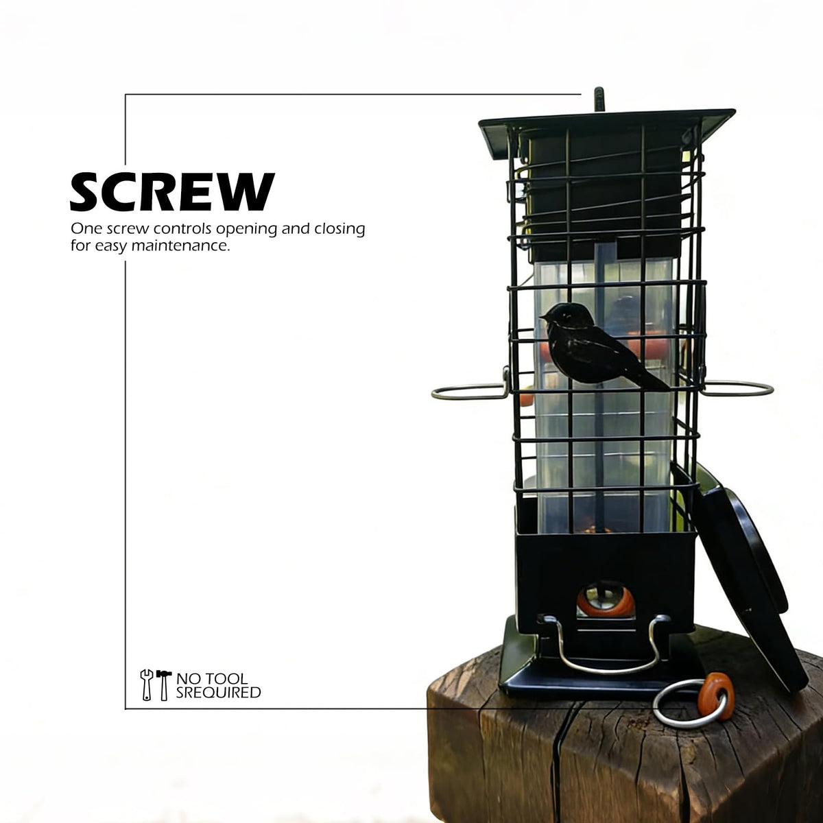 Firmlly 360-degree feeding ports invite more birds to feed from all sides.