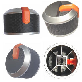 Firsgrill knob close-up highlights durable ABS material designed for heat resistance.