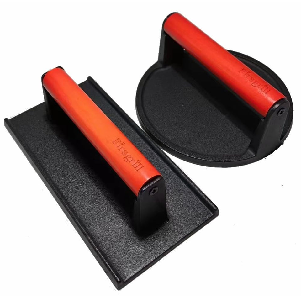 Firsgrill burger press round 6.5-inch with wood handle for even smash and uniform patties