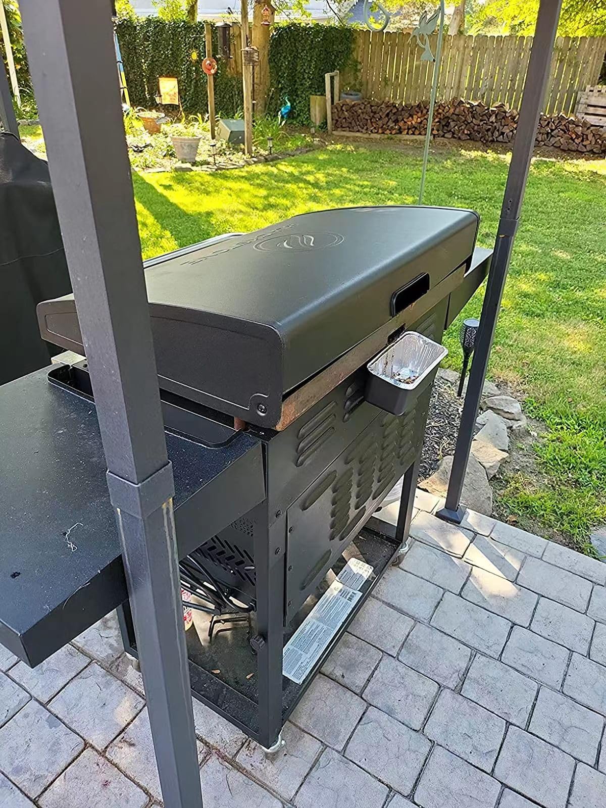 Firsgrill 36-inch tray for large griddles, supports easy disposal after use.