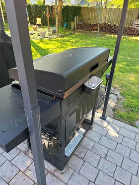 Firsgrill 36-inch tray for large griddles, supports easy disposal after use.