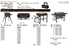 Firsgrill grease cup tray for Blackstone 22-inch griddle; keeps grease contained while cooking.
