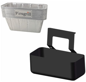 Firsgrill grease cup tray for Blackstone 30-inch griddle; tool-free installation on the stove edge.