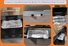 Firsgrill grease cup tray for Blackstone 36-inch griddle; hooks onto the lip to capture drips.