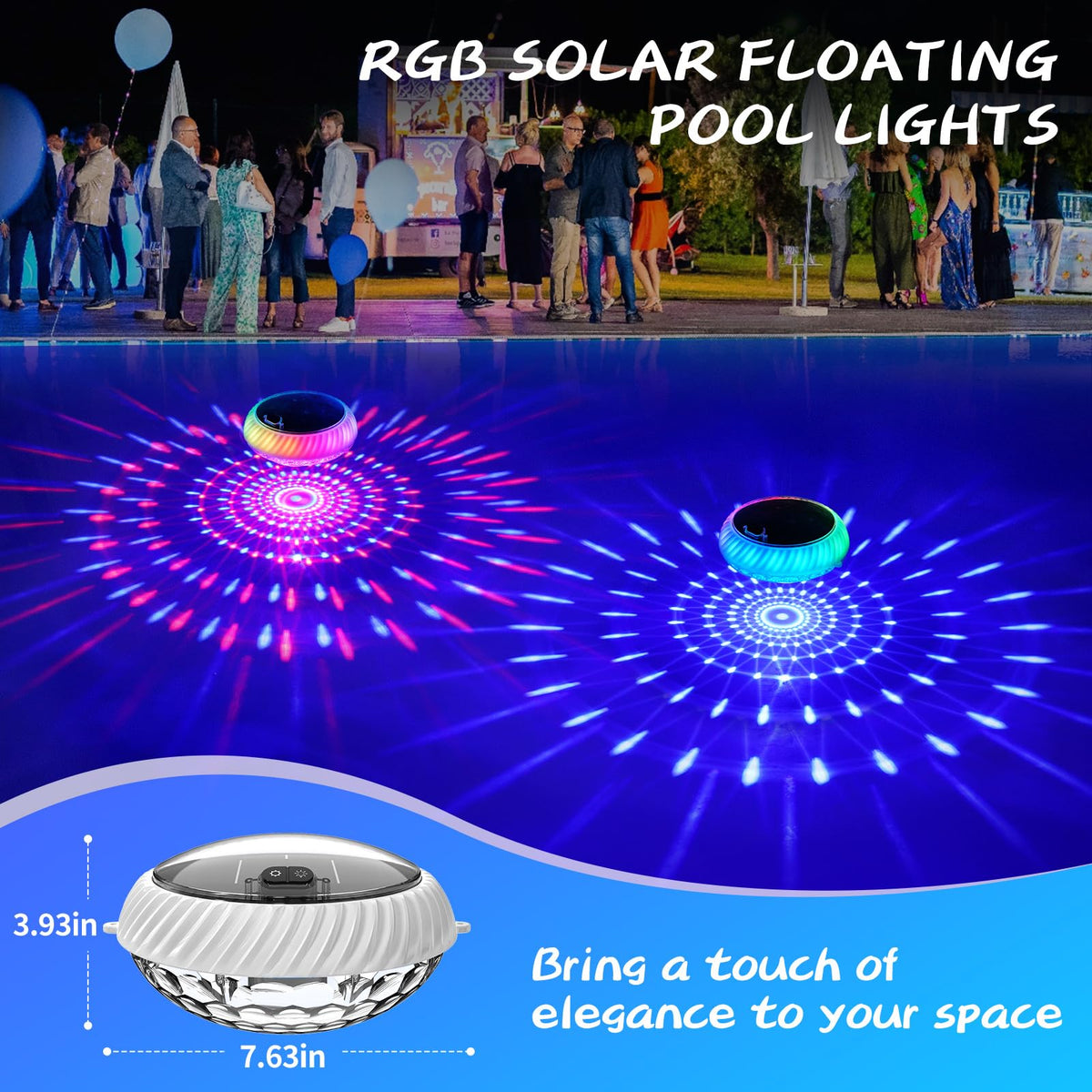 FirstE Solar Floating Pool Lights romantic decor for yard or poolside evenings