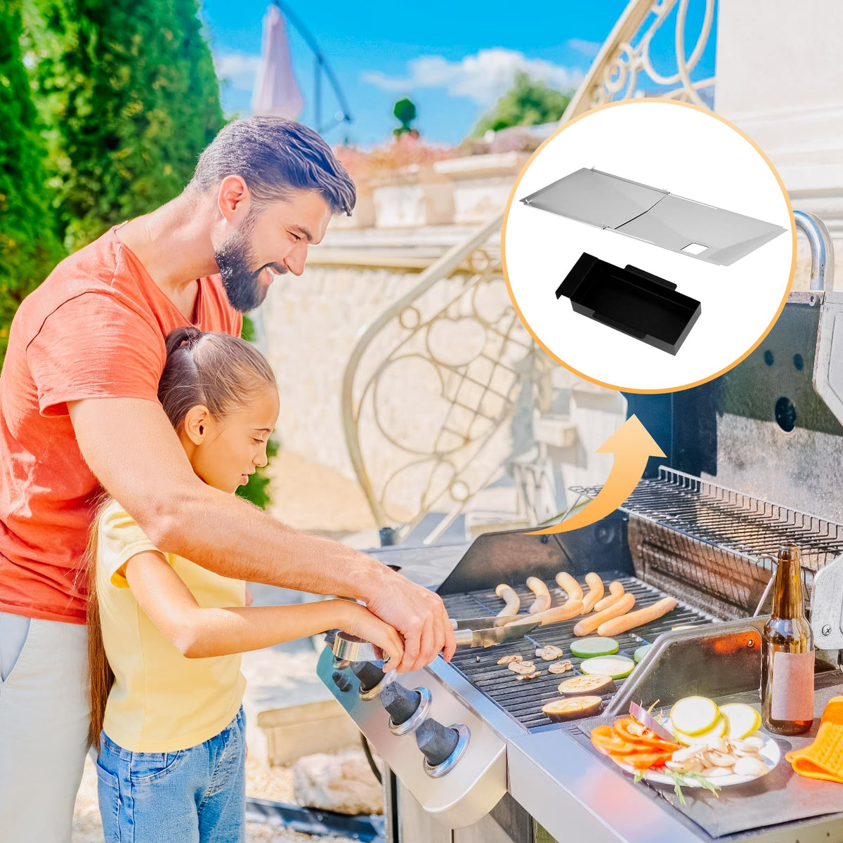 FIRXZYMZ universal-fit tray for Charbroil, Dyna-Glo, Kenmore and more.