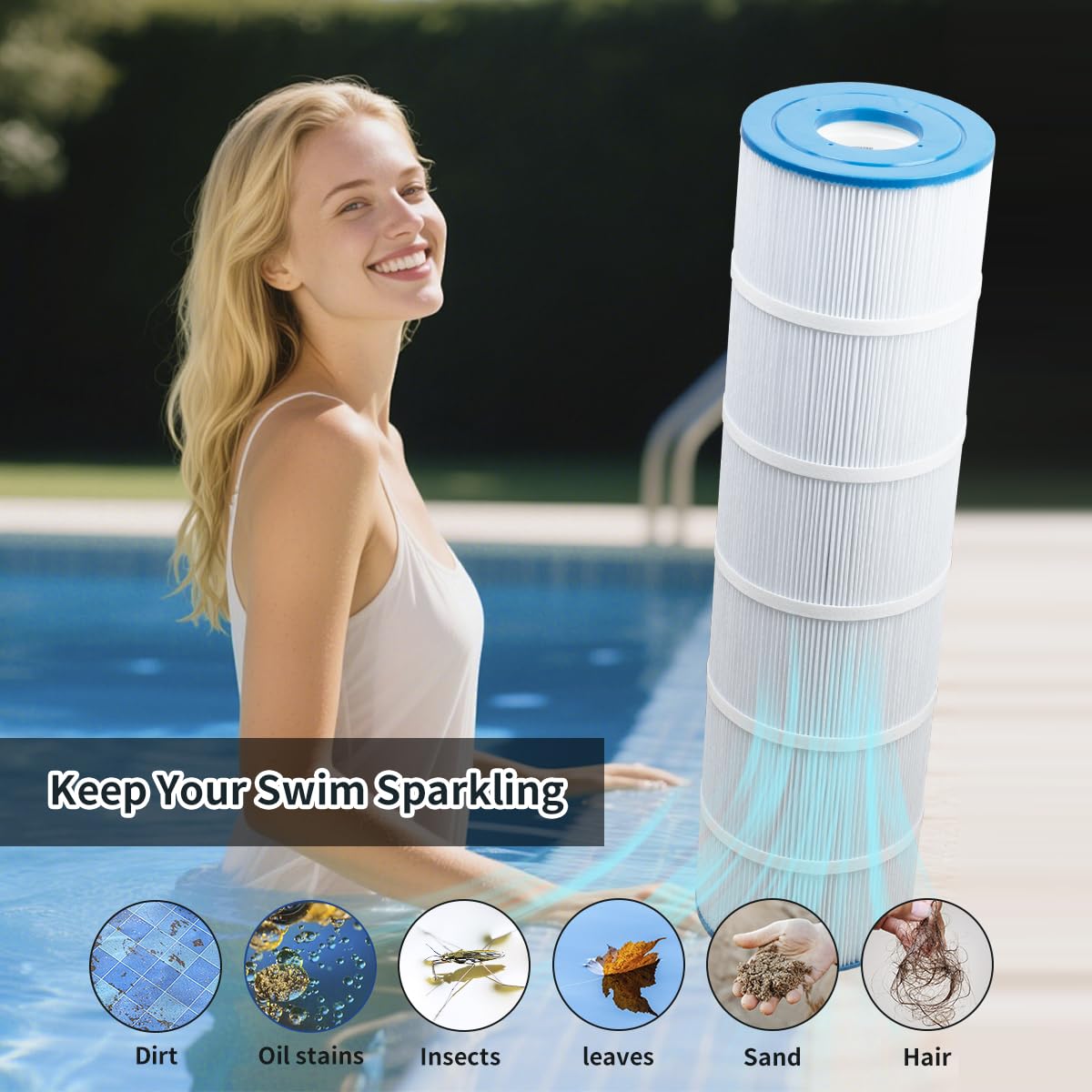 Large 4x115 sq ft filtration area for clearer pool water.