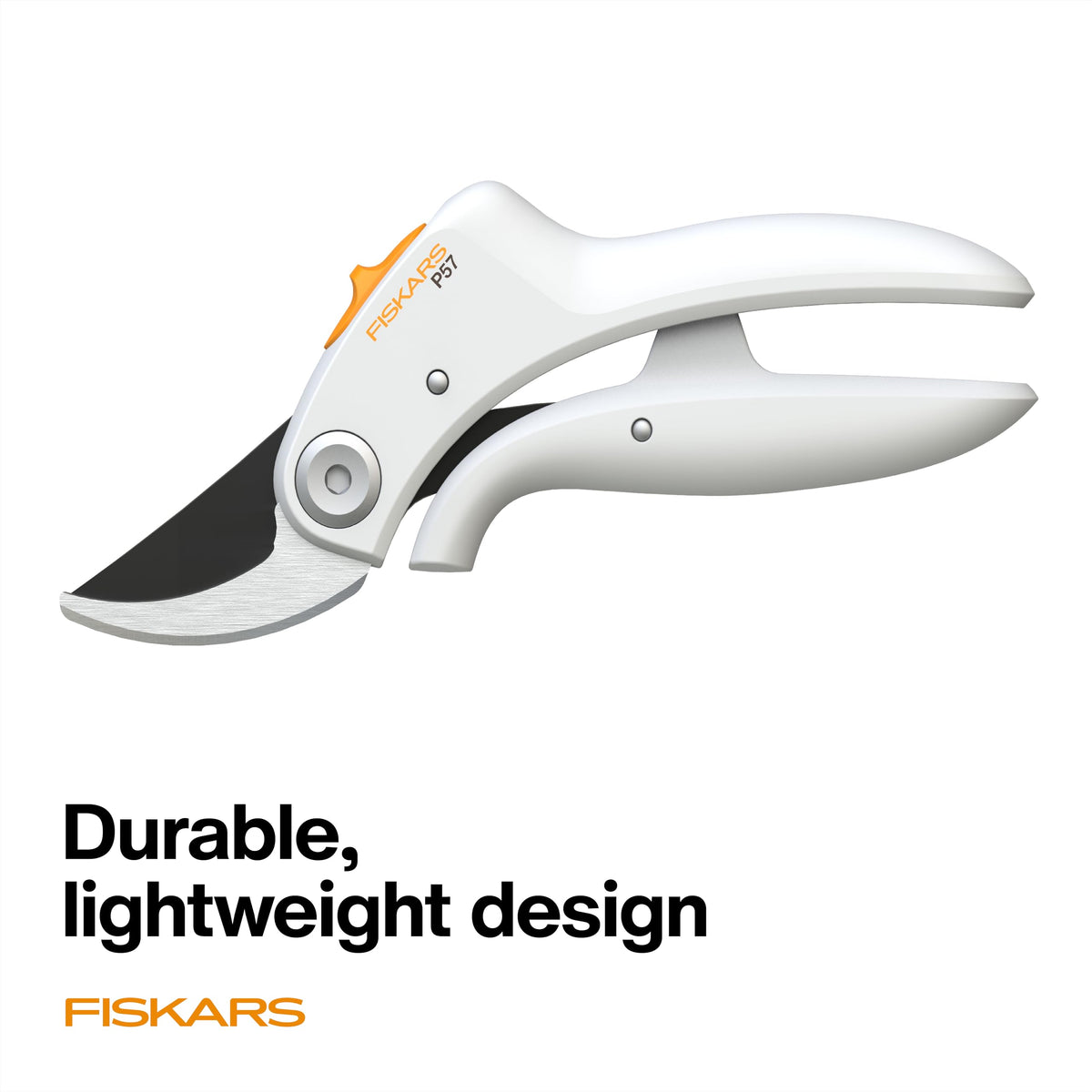 Fiskars locking mechanism for safe storage and left- or right-handed use.
