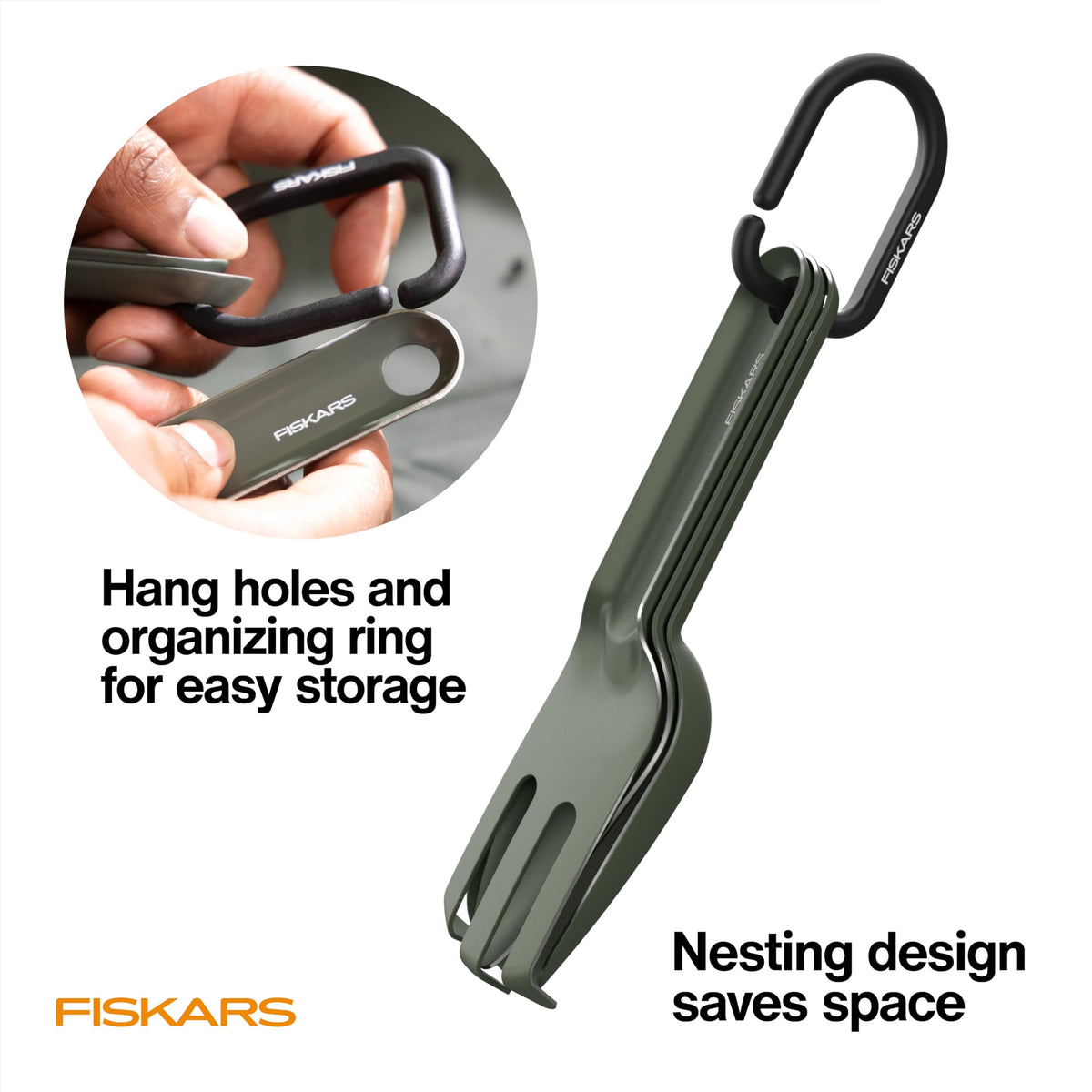 Fiskars dual-prong cultivator helps aerate soil and loosen roots with ease.