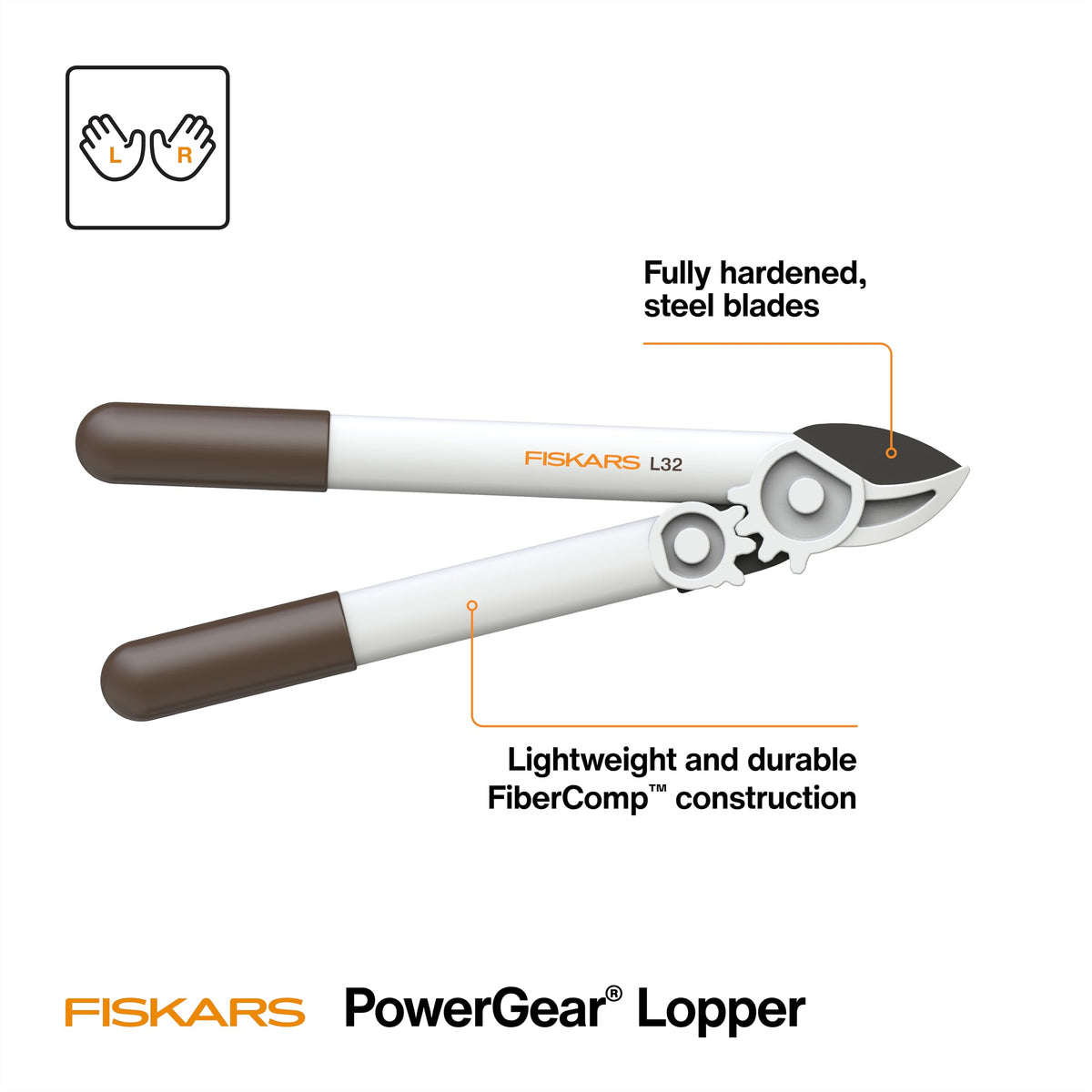 Fiskars PowerGear Lopper with anvil blade for dry, old wood pruning.