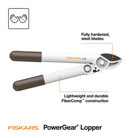 Fiskars PowerGear Lopper with anvil blade for dry, old wood pruning.