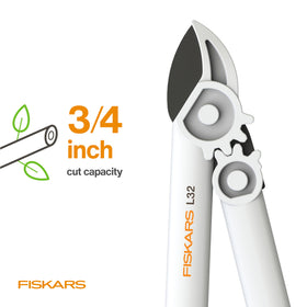 Durable hardened steel blade on Fiskars PowerGear Lopper stays sharp longer.