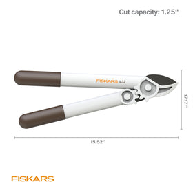 Ergonomic grip on Fiskars PowerGear Lopper supports comfortable pruning.