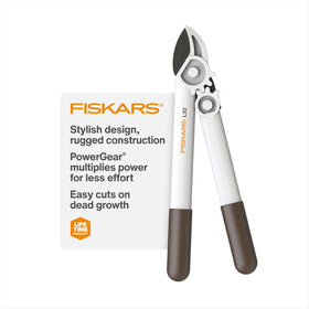 Fiskars PowerGear Lopper demonstrates leverage for efficient cuts up to 1¼ inch.