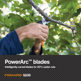Fiskars Pro Pruner non-stick coating reduces friction for smoother cuts
