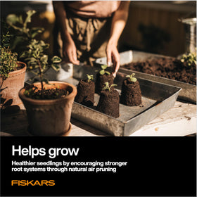 Fiskars Soil Block Maker natural air pruning promotes robust root growth