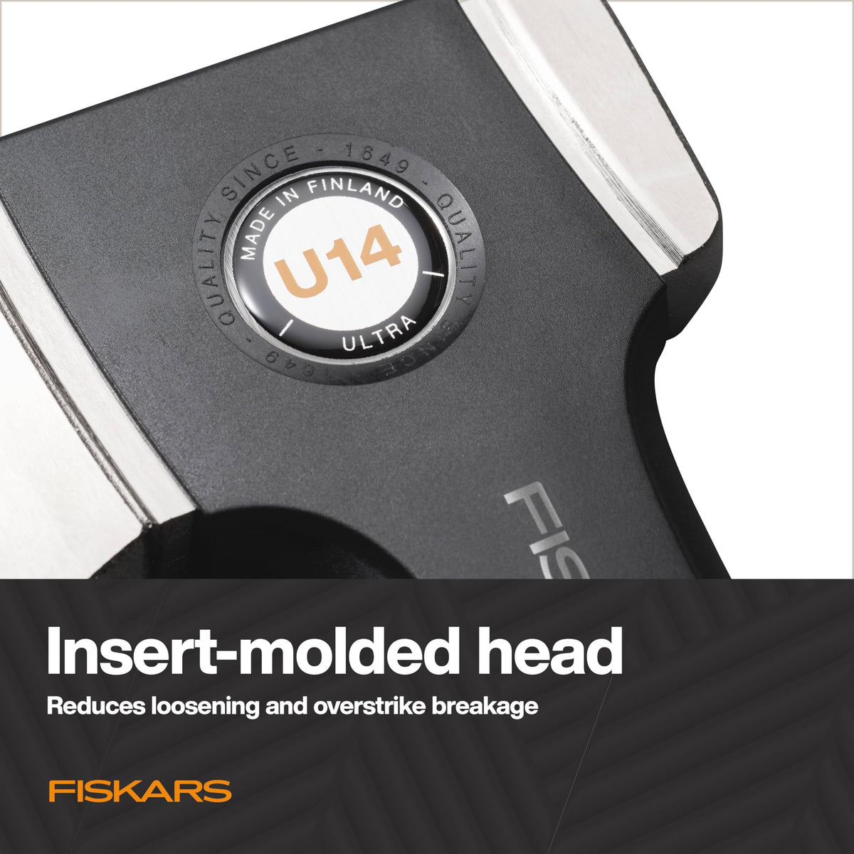 Fiskars Ultra Universal Axe U14 overstrike-protection helps prevent breakage.