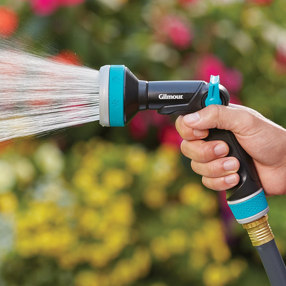 Fiskars ergonomic grip promotes steady control during watering.