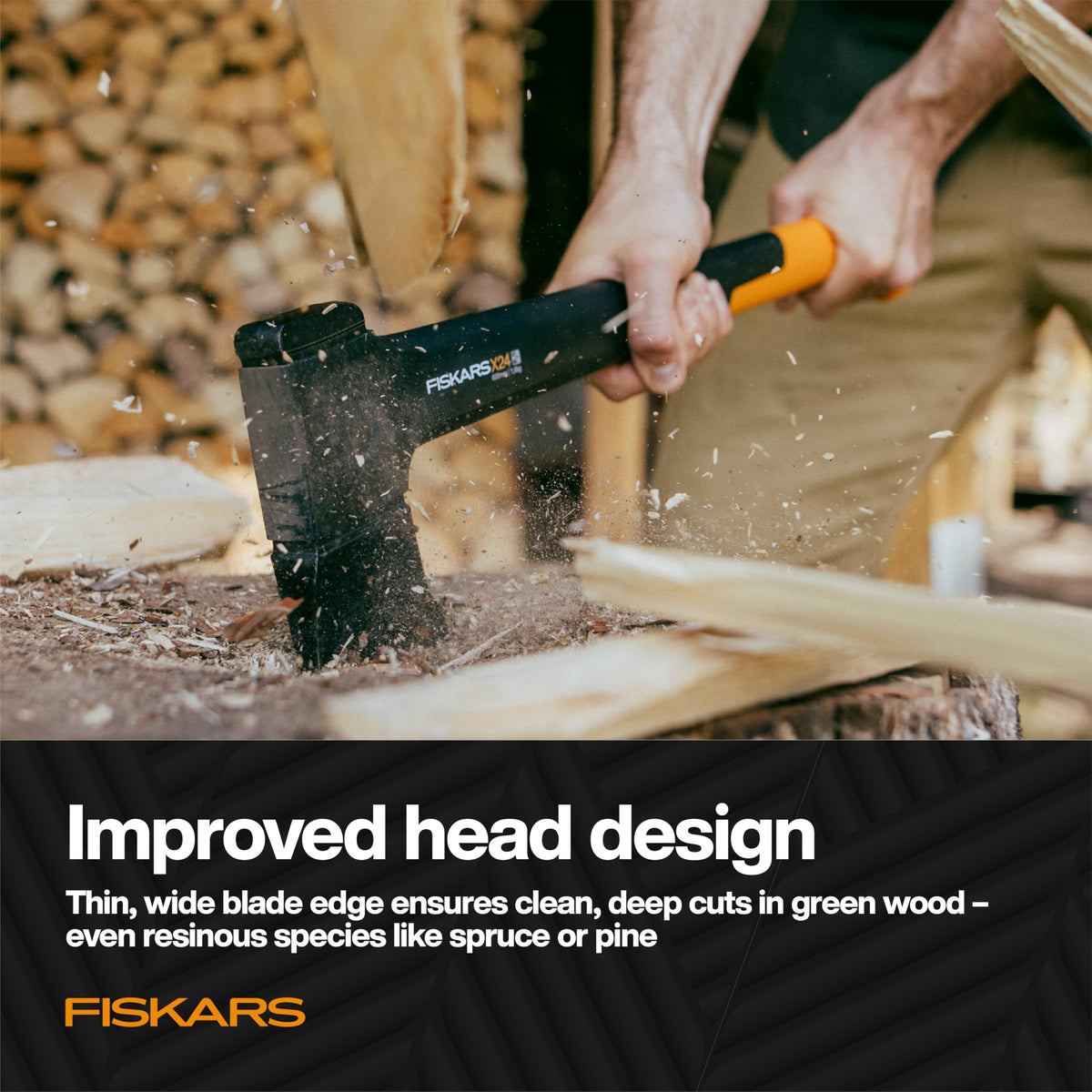 Fiskars X24 insert-molded head maximizing durability and preventing loosening