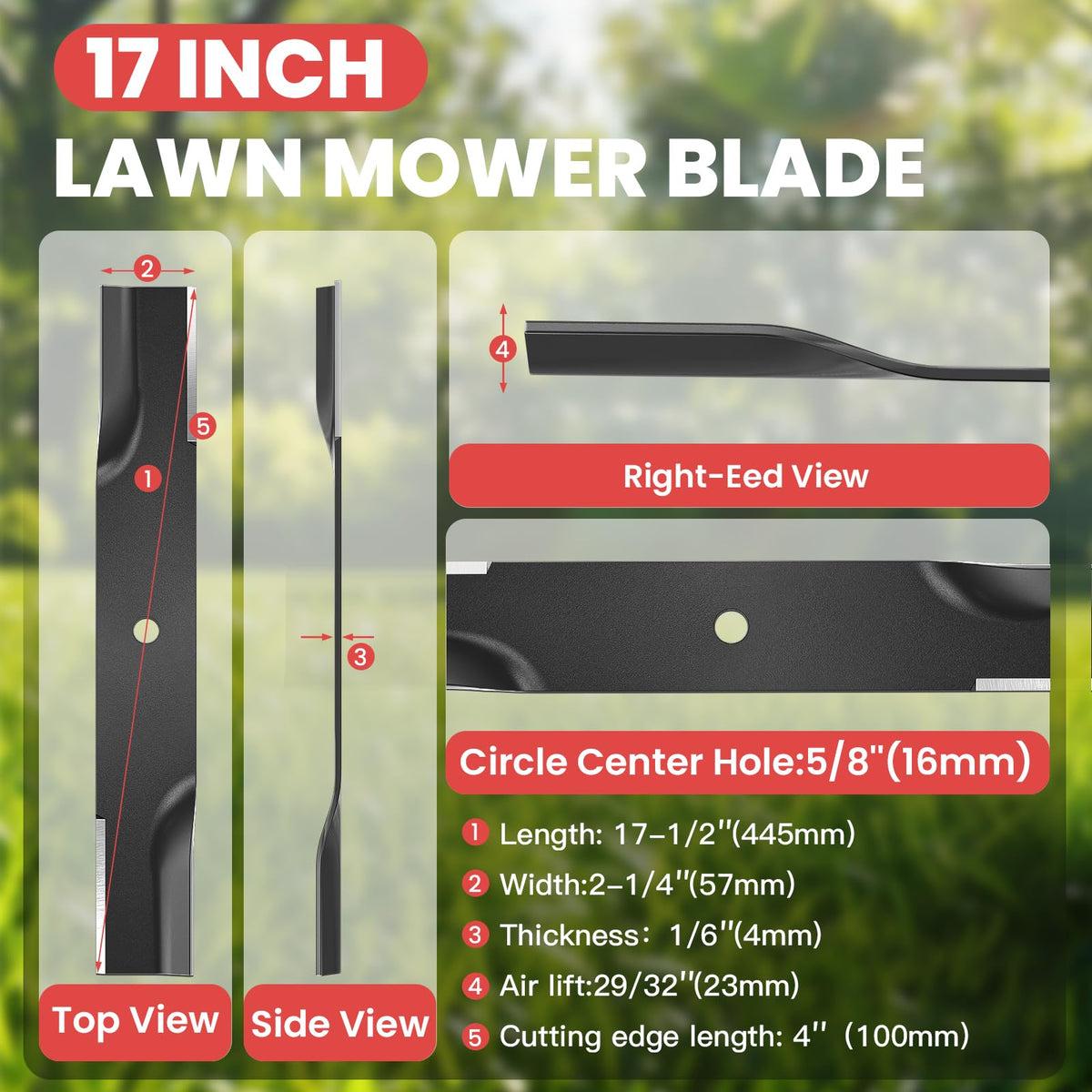 Fismiuta high lift blades design with angled edges improves grass pickup.