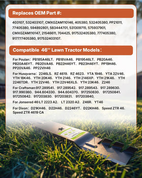 Fismiuta Husqvarna 46-inch blade fitment demonstrates compatibility for easy replacement and reliable mowing