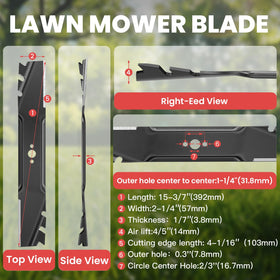 Fismiuta mulching blades for Exmark, front view, promote even lawn results