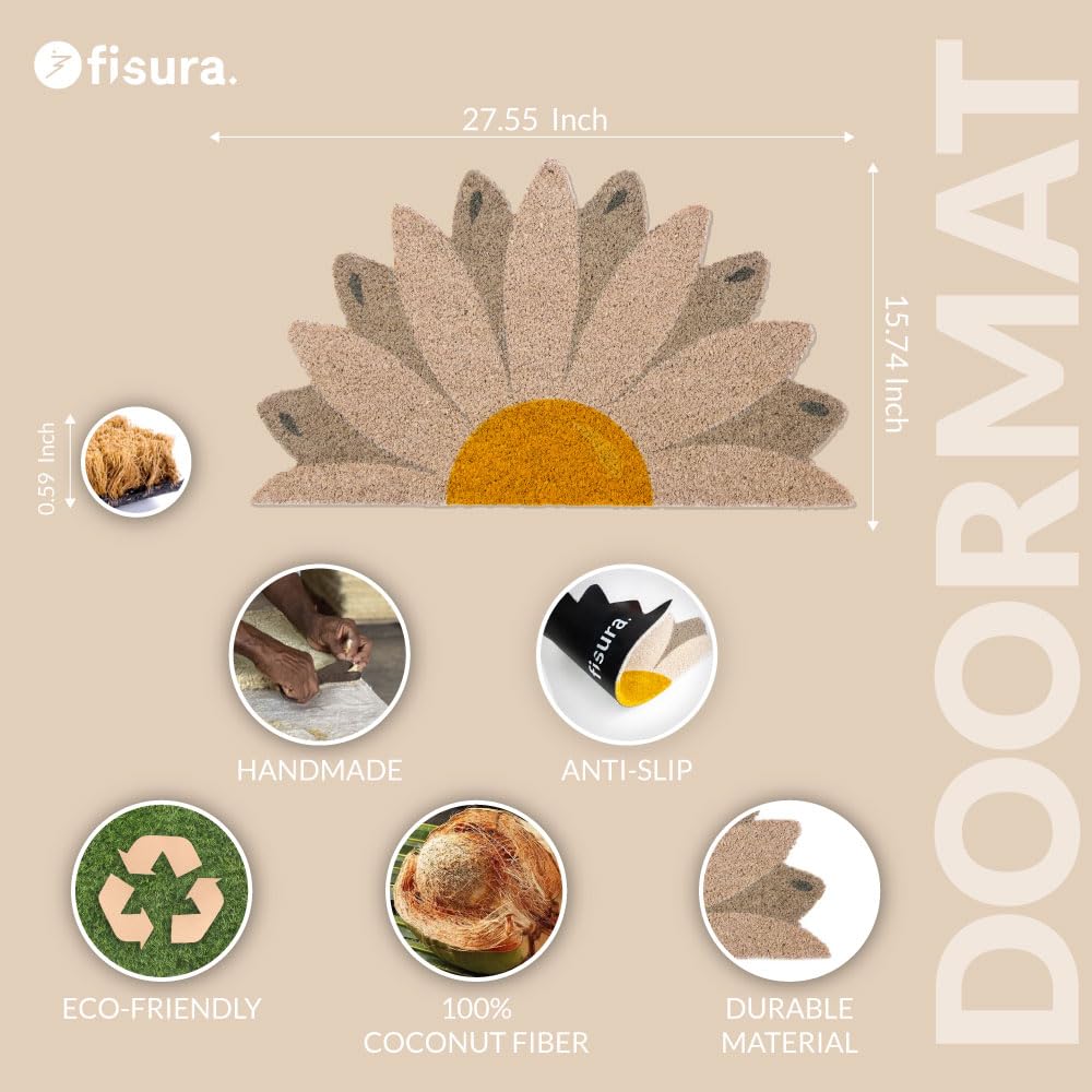 Coir fiber doormat from Fisura with non-slip base for sturdy entryway.